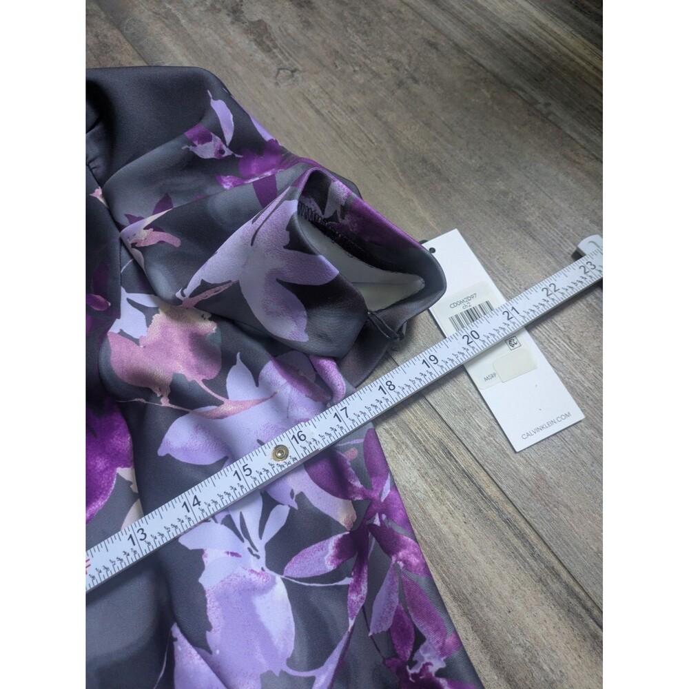 NEW Calvin Klein Purple Knee Length Scuba Dress Floral Silhouette Flattering NWT - Picture 6 of 7